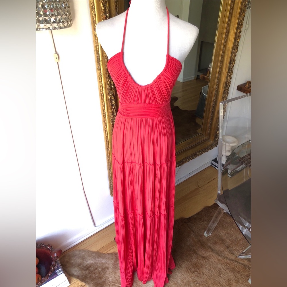 ALC Hot Pink Sleeveless Maxi Pleated Dress Size 2 Nwt $790